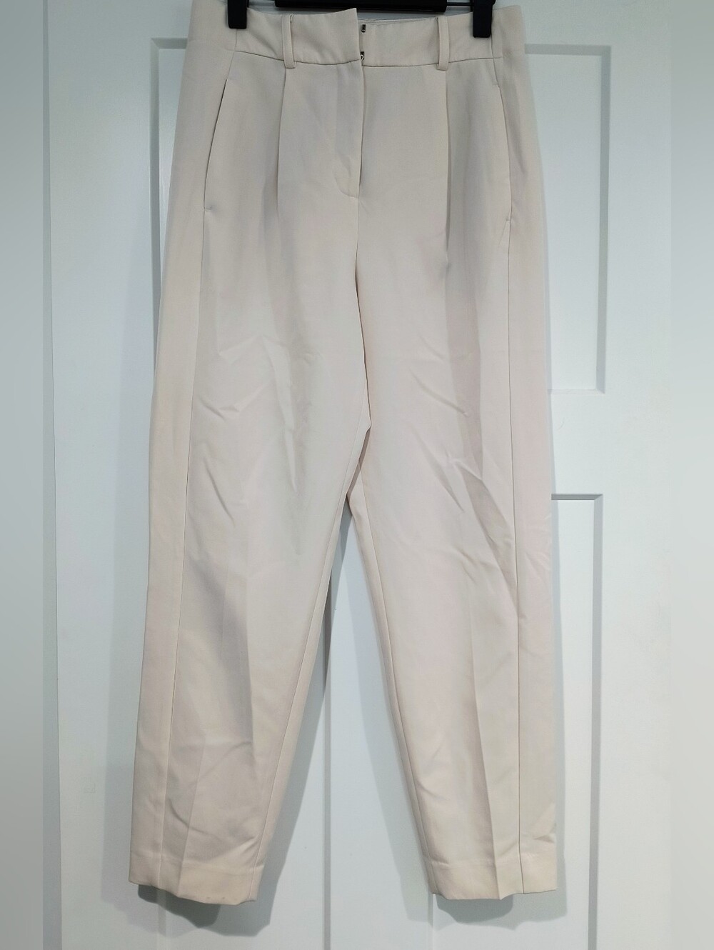Express Cream Cropped Tapered Dress Pants